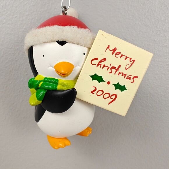Hallmark 2009 Sign of the Times Penguin Ornament Christmas Holiday Cute 2.5” - Picture 2 of 9